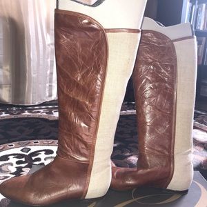 Enzo Angiolini two-tone brown boots Sz 8